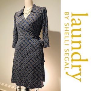 LAUNDRY SHELLI SEGAL black/gray wrap dress ▪️sz L